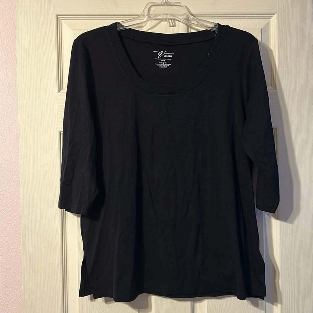 NWT Venezia Black 3/4 Length Sleeve Shirt 18/20